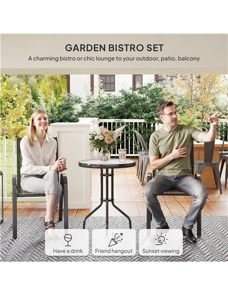 Outsunny Three-Piece Outdoor Garden Set - Black - pic 128472 | FastDaddyshop