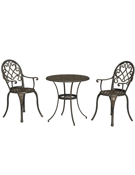 Outsunny Three-Piece Elegant Aluminium Garden Set - Bronze Tone - pic 128478 | FastDaddyshop