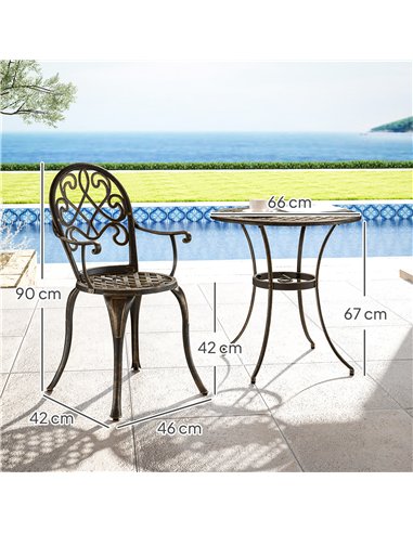 Outsunny Three-Piece Elegant Aluminium Garden Set - Bronze Tone