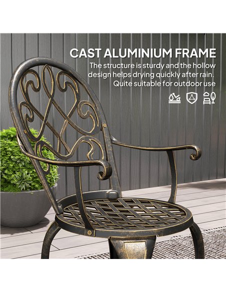 Outsunny Three-Piece Elegant Aluminium Garden Set - Bronze Tone - pic 128482 | FastDaddyshop