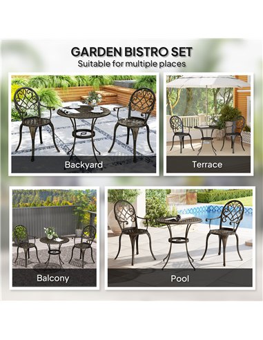 Outsunny Three-Piece Elegant Aluminium Garden Set - Bronze Tone