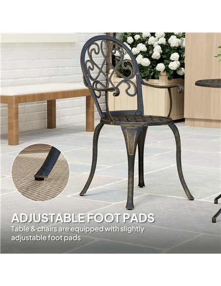 Outsunny Three-Piece Elegant Aluminium Garden Set - Bronze Tone - pic 128484 | FastDaddyshop
