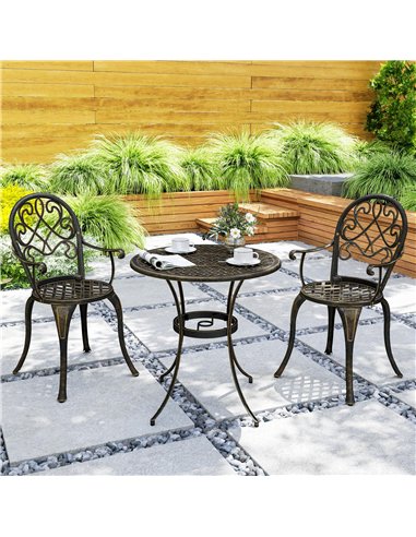 Outsunny Three-Piece Elegant Aluminium Garden Set - Bronze Tone