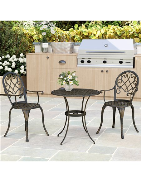 Outsunny Three-Piece Elegant Aluminium Garden Set - Bronze Tone - pic 128486 | FastDaddyshop