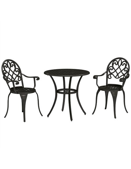 Outsunny Three-Piece Elegant Aluminium Garden Set - Black - pic 128487 | FastDaddyshop