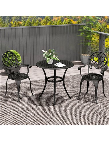 Outsunny Three-Piece Elegant Aluminium Garden Set - Black