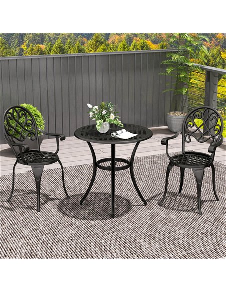 Outsunny Three-Piece Elegant Aluminium Garden Set - Black - pic 128488 | FastDaddyshop