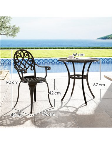 Outsunny Three-Piece Elegant Aluminium Garden Set - Black