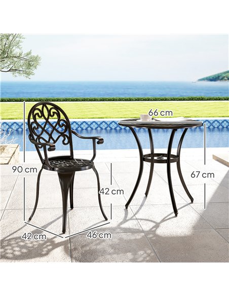 Outsunny Three-Piece Elegant Aluminium Garden Set - Black - pic 128489 | FastDaddyshop