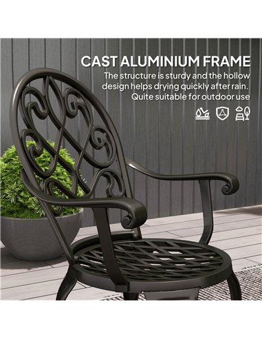 Outsunny Three-Piece Elegant Aluminium Garden Set - Black