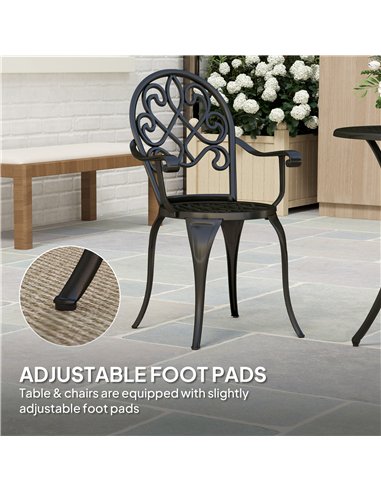 Outsunny Three-Piece Elegant Aluminium Garden Set - Black