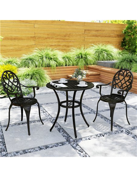 Outsunny Three-Piece Elegant Aluminium Garden Set - Black - pic 128494 | FastDaddyshop