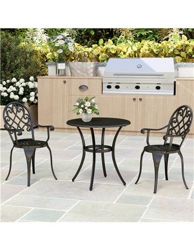 Outsunny Three-Piece Elegant Aluminium Garden Set - Black