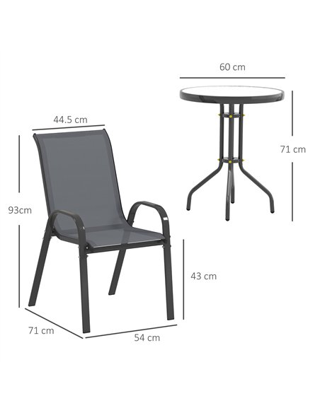 Outsunny Three-Piece Outdoor Garden Set - Grey - pic 128507 | FastDaddyshop
