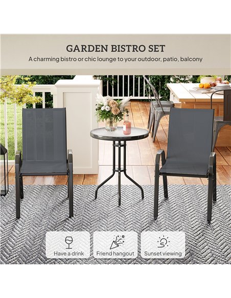 Outsunny Three-Piece Outdoor Garden Set - Grey - pic 128508 | FastDaddyshop