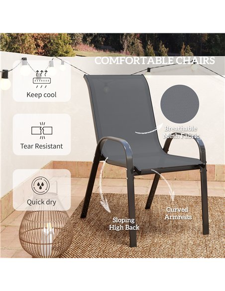 Outsunny Three-Piece Outdoor Garden Set - Grey - pic 128510 | FastDaddyshop