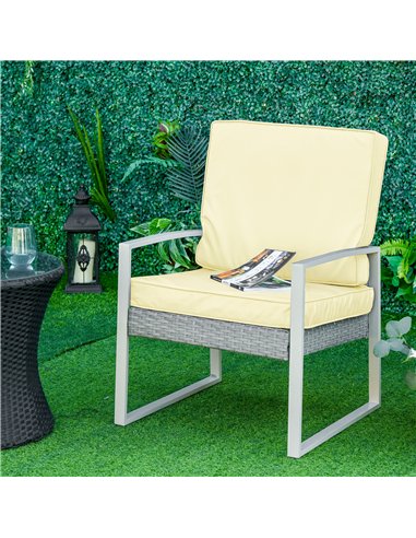 Outsunny Set of 2 Garden Seat and Back Cushion Set, Replacement Cushions for Outdoor Furniture with Seat Cushion and Back Cushio
