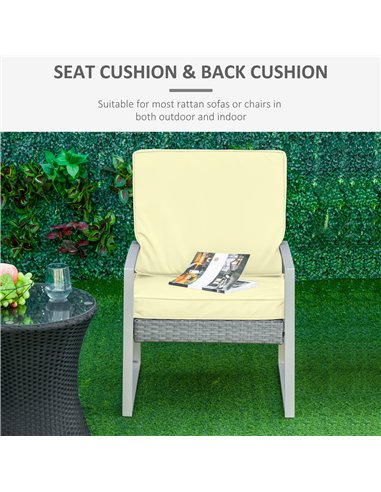 Outsunny Set of 2 Garden Seat and Back Cushion Set, Replacement Cushions for Outdoor Furniture with Seat Cushion and Back Cushio