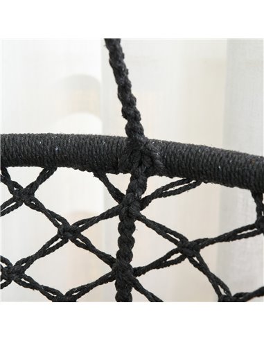 Outsunny Hanging Hammock Chair Cotton Rope Porch Swing with Metal Frame and Cushion, Large Macrame Seat for Patio, Bedroom, Livi