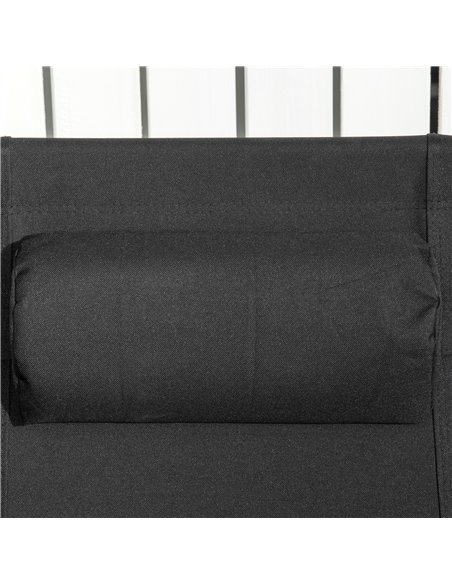 Outsunny Garden Recliner Chairs Set of 2, Outdoor Foldable Zero Gravity Chairs Set w/ Footstool and Detachable Headrest, Black - pic 128538 | FastDaddyshop