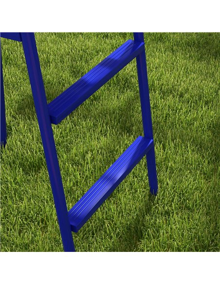 Outsunny Four-In-One Metal Garden Swing Set, with Double Swings, Glider, Slider, Ladder - Orange and Blue - pic 128548 | FastDaddyshop