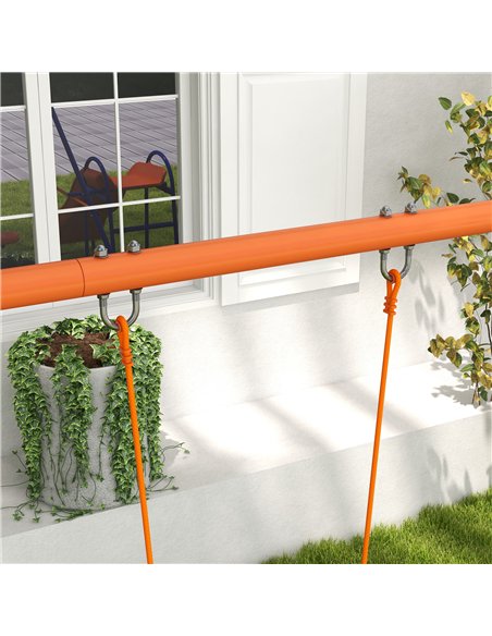 Outsunny Four-In-One Metal Garden Swing Set, with Double Swings, Glider, Slider, Ladder - Orange and Blue - pic 128549 | FastDaddyshop