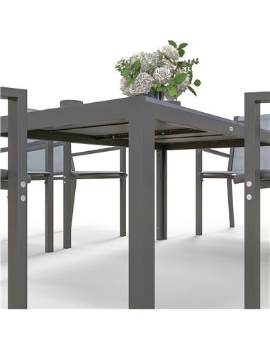 Outsunny Seven-Piece Garden Dining Set, with Plastic Wood-Top Table - Grey