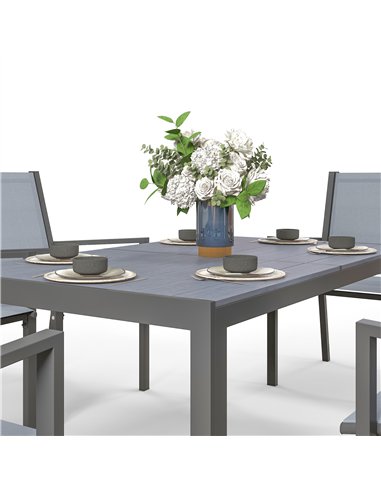 Outsunny Seven-Piece Garden Dining Set, with Plastic Wood-Top Table - Grey