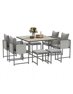 Outsunny Nine-Piece Steel Frame Garden Dining Set - Grey