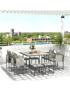 Outsunny Nine-Piece Steel Frame Garden Dining Set - Grey 2