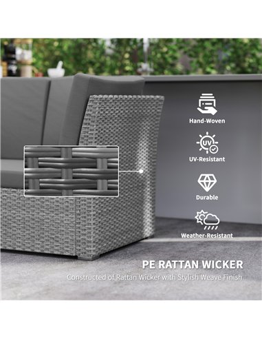 Outsunny Seven-Piece Rattan Garden Sofa Set, with Expanding Table - Light Grey