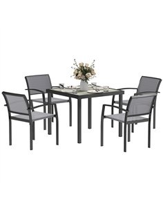 Outsunny Five-Piece Outdoor Garden Dining Set - Grey