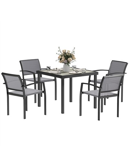 Outsunny Five-Piece Outdoor Garden Dining Set - Grey - pic 128577 | FastDaddyshop