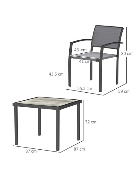 Outsunny Five-Piece Outdoor Garden Dining Set - Grey - pic 128579 | FastDaddyshop
