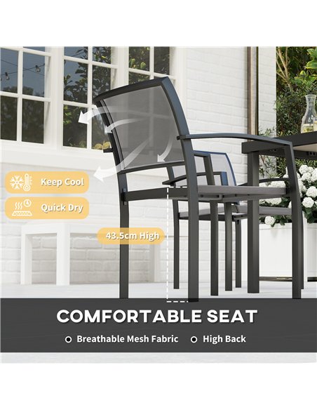 Outsunny Five-Piece Outdoor Garden Dining Set - Grey - pic 128582 | FastDaddyshop