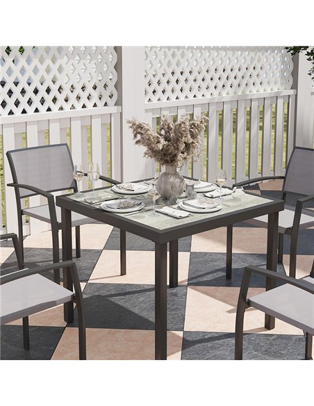 Outsunny Five-Piece Outdoor Garden Dining Set - Grey - pic 128585 | FastDaddyshop