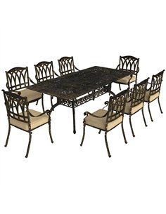 Outsunny Nine-Piece Cast Aluminium Garden Dining Set - Bronze Tone