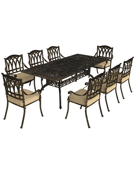 Outsunny Nine-Piece Cast Aluminium Garden Dining Set - Bronze Tone - pic 128586 | FastDaddyshop