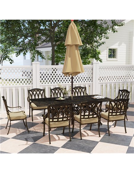 Outsunny Nine-Piece Cast Aluminium Garden Dining Set - Bronze Tone - pic 128587 | FastDaddyshop