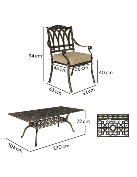 Outsunny Nine-Piece Cast Aluminium Garden Dining Set - Bronze Tone - pic 128588 | FastDaddyshop