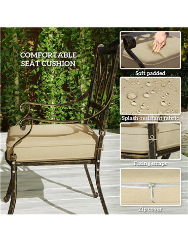 Outsunny Nine-Piece Cast Aluminium Garden Dining Set - Bronze Tone