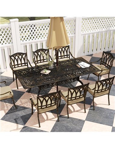 Outsunny Nine-Piece Cast Aluminium Garden Dining Set - Bronze Tone