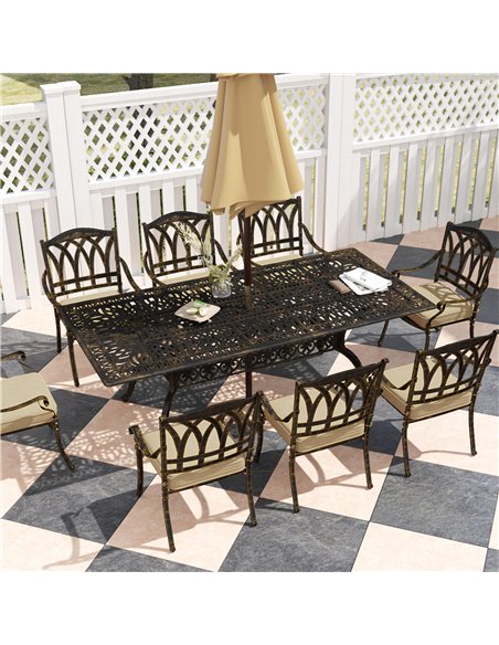 Outsunny Nine-Piece Cast Aluminium Garden Dining Set - Bronze Tone - pic 128594 | FastDaddyshop
