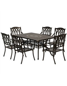 Outsunny Seven-Piece Cast Aluminium Garden Dining Set - Bronze Tone