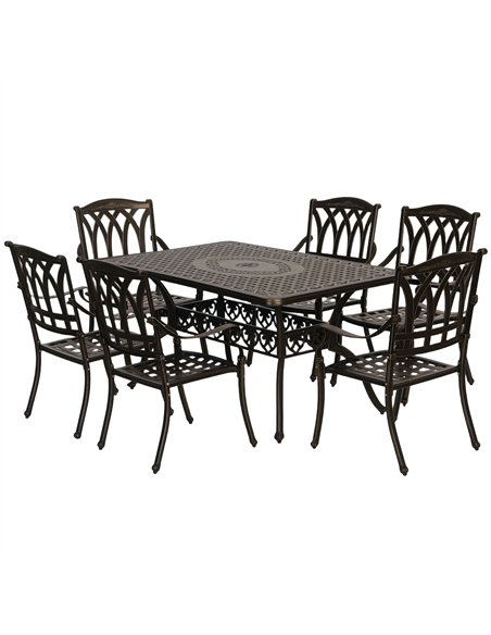 Outsunny Seven-Piece Cast Aluminium Garden Dining Set - Bronze Tone - pic 128595 | FastDaddyshop