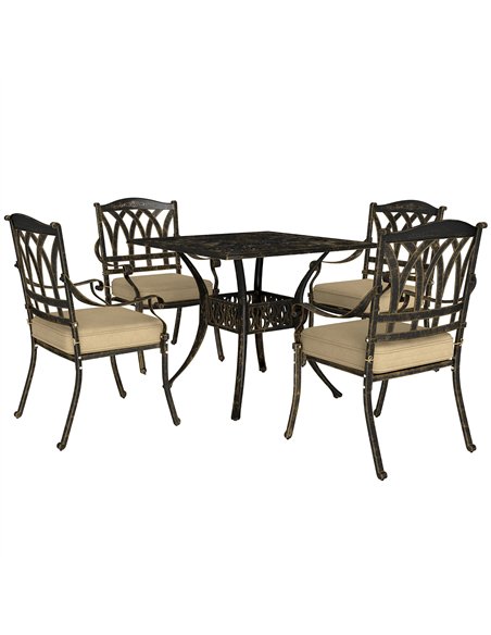 Outsunny Five-Piece Cast Aluminium Garden Dining Set - Bronze Tone - pic 128604 | FastDaddyshop