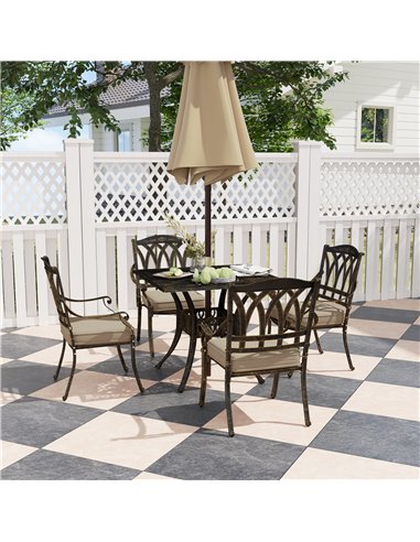 Outsunny Five-Piece Cast Aluminium Garden Dining Set - Bronze Tone