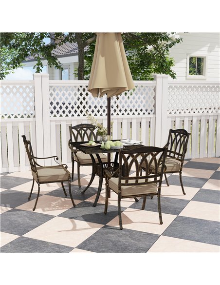 Outsunny Five-Piece Cast Aluminium Garden Dining Set - Bronze Tone - pic 128605 | FastDaddyshop