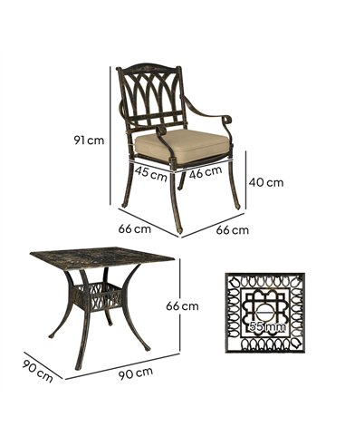 Outsunny Five-Piece Cast Aluminium Garden Dining Set - Bronze Tone