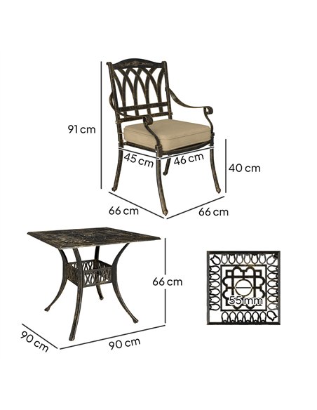 Outsunny Five-Piece Cast Aluminium Garden Dining Set - Bronze Tone - pic 128606 | FastDaddyshop